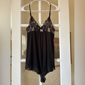 Victoria's Secret Black Lace Chemise/Romper